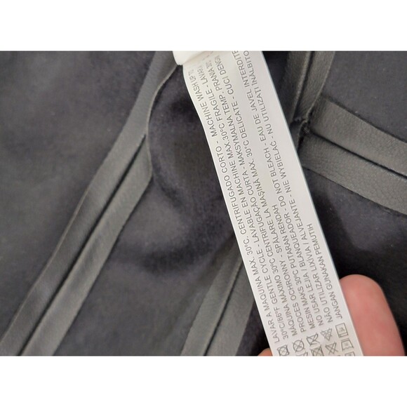 MDS Women's XS Zara Basic Sheer Sleeve Open Front Black Faux Leather Jacket Coat - Picture 8 of 10